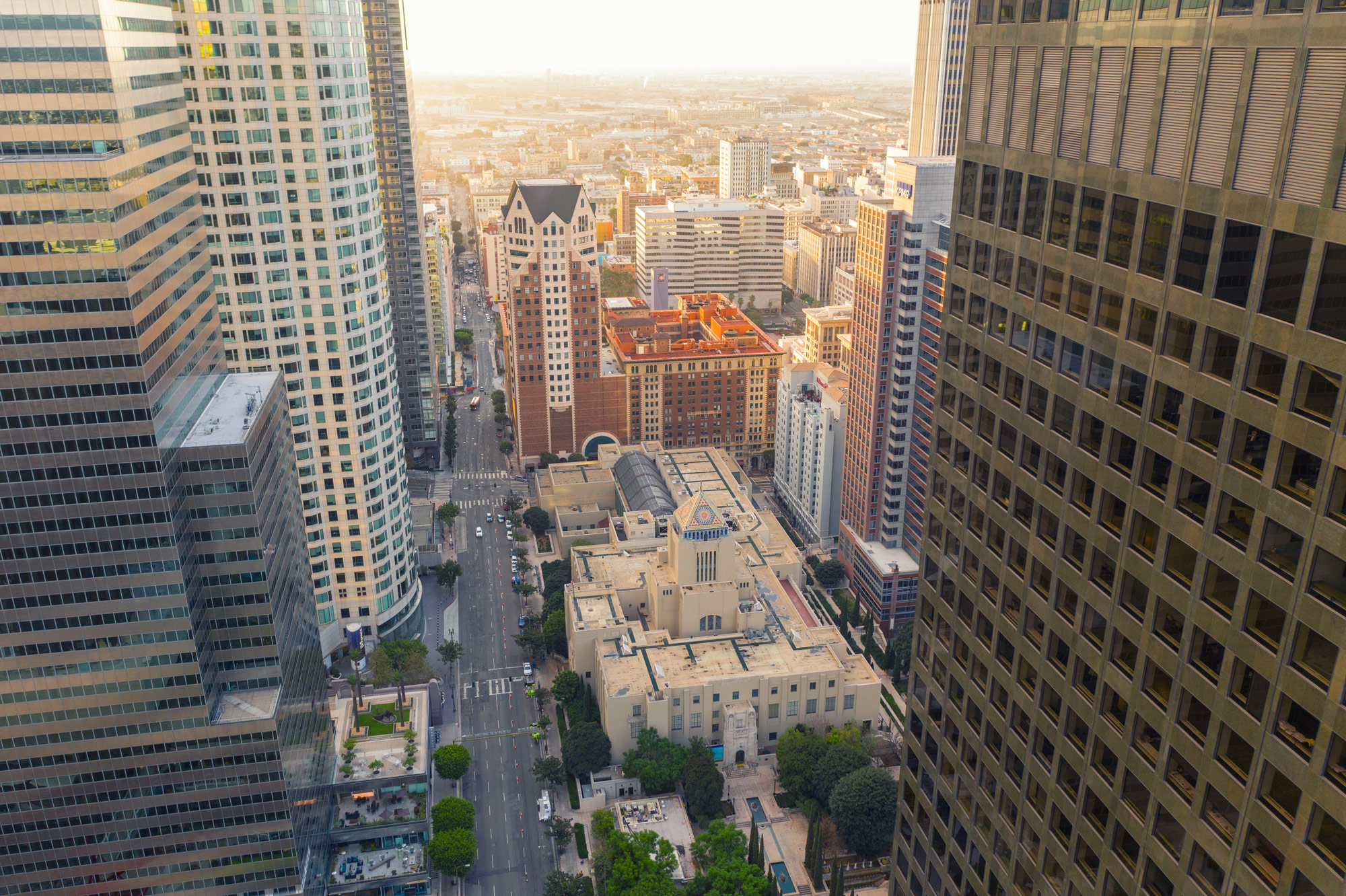Aerial View on LA Public Library, Downtown Los Angeles